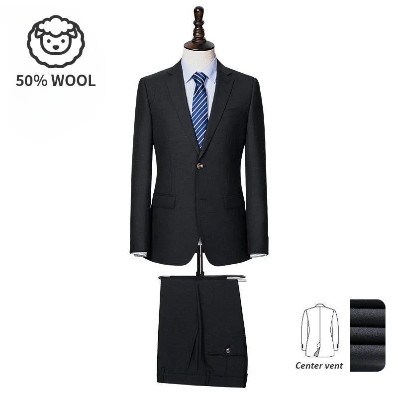 Men's Premium Suit -Business Suit, Professional Formal Wear, Ideal for Work and Weddings,50% Wool,Customizable Fit with 20 Sizes