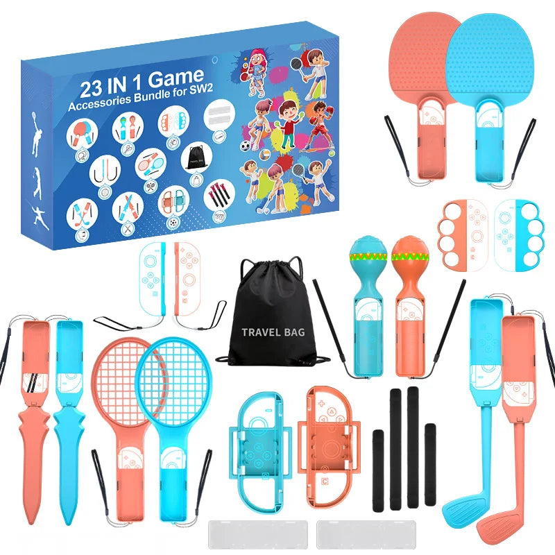 Sports Accessories Bundle for 2025 Switch 2,23 in 1 Family Accessories Kit S226 for Switch Sports Games
