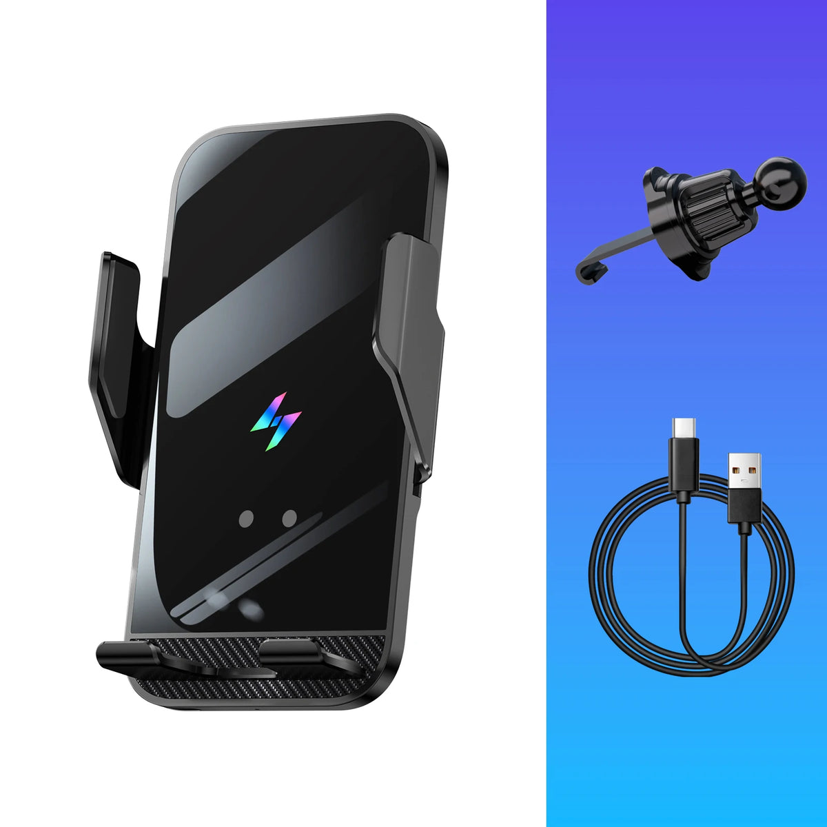 Car Wireless Charging Phone Holder Smart Sensing Fast Wireless Charger Phone Mounts 360° Rotation Inductive automatic clamping