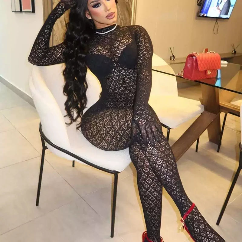 Sexy Jumpsuits Women Fishnet See Through Long Rompers 2026 Summer Women Pants Skinny Rompers Jumpsuits Overalls Pantyhose