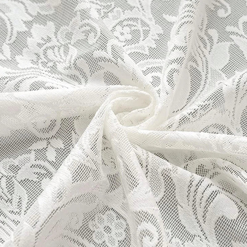 European-Style Lace Curtains, White Warp-Knitted Window Screens, Fresh Pastoral Door Curtains for Living Room, Bedroom, and Bay Windows, Ready-Made
