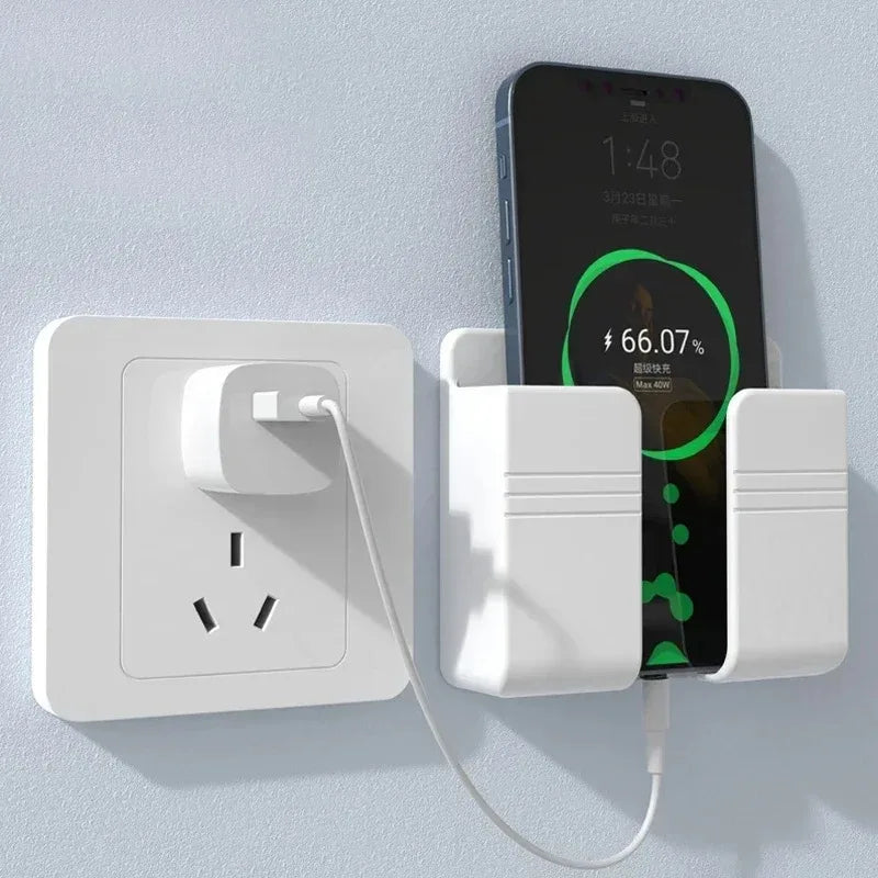 Wall Mounted Storage Device Phone Charging and Remote Control Holder with Holes Suitable for Kitchen, Bedroom, Bathroom Shower