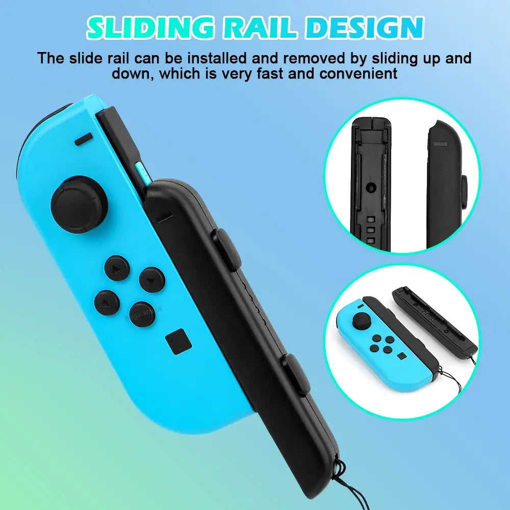 Par de correas para muñeca deslizantes de riel azul y negro con cuerda para la mano, para Joy-Con de Switch, para un juego seguro