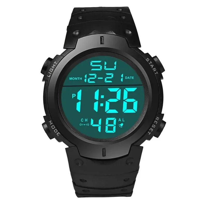 Men's LED Digital Sports Watch Multi‑Function Rubber Strap Electronic Wristwatch Fitness Sport Timekeeping Watch forDailyOutdoor