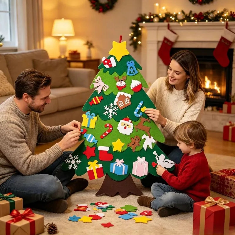 DIY Christmas Trees, Wall-mounted Christmas Tree Decorations, Removable Ornaments, Festive Craft Door Hangings, and Home Decor
