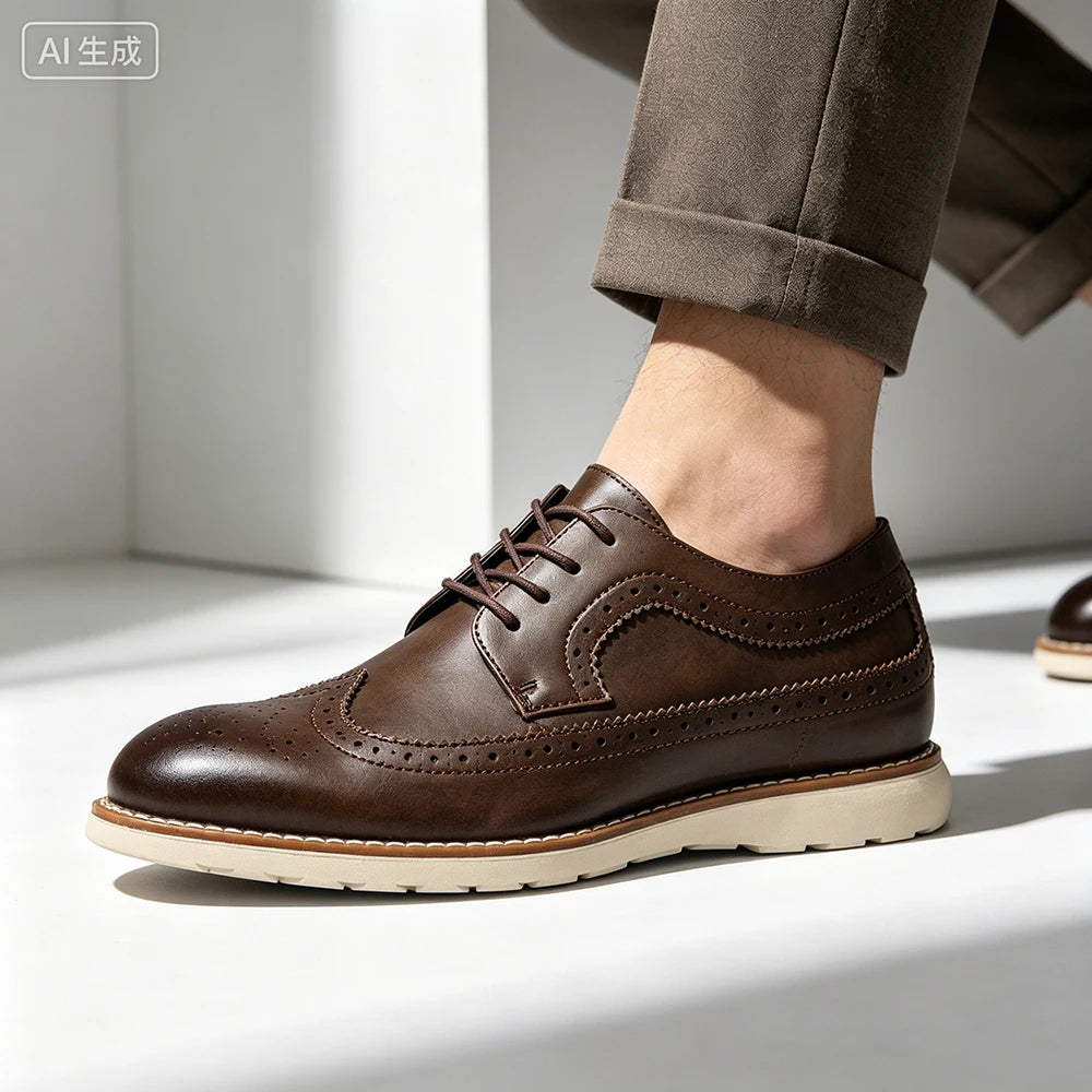 Men's 2026 Fashion Leather Shoes Brand Comfortable Luxury Footwear Trendy Elegant Men's Footwear