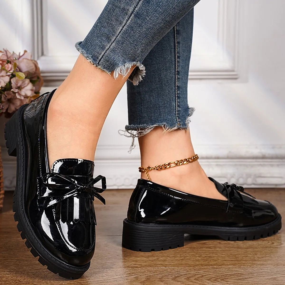 2026 Loafers for Women Platform PU Leather Casual Shoes Woman Spring New Comfort Tassel Slip on Flats Single-shoe