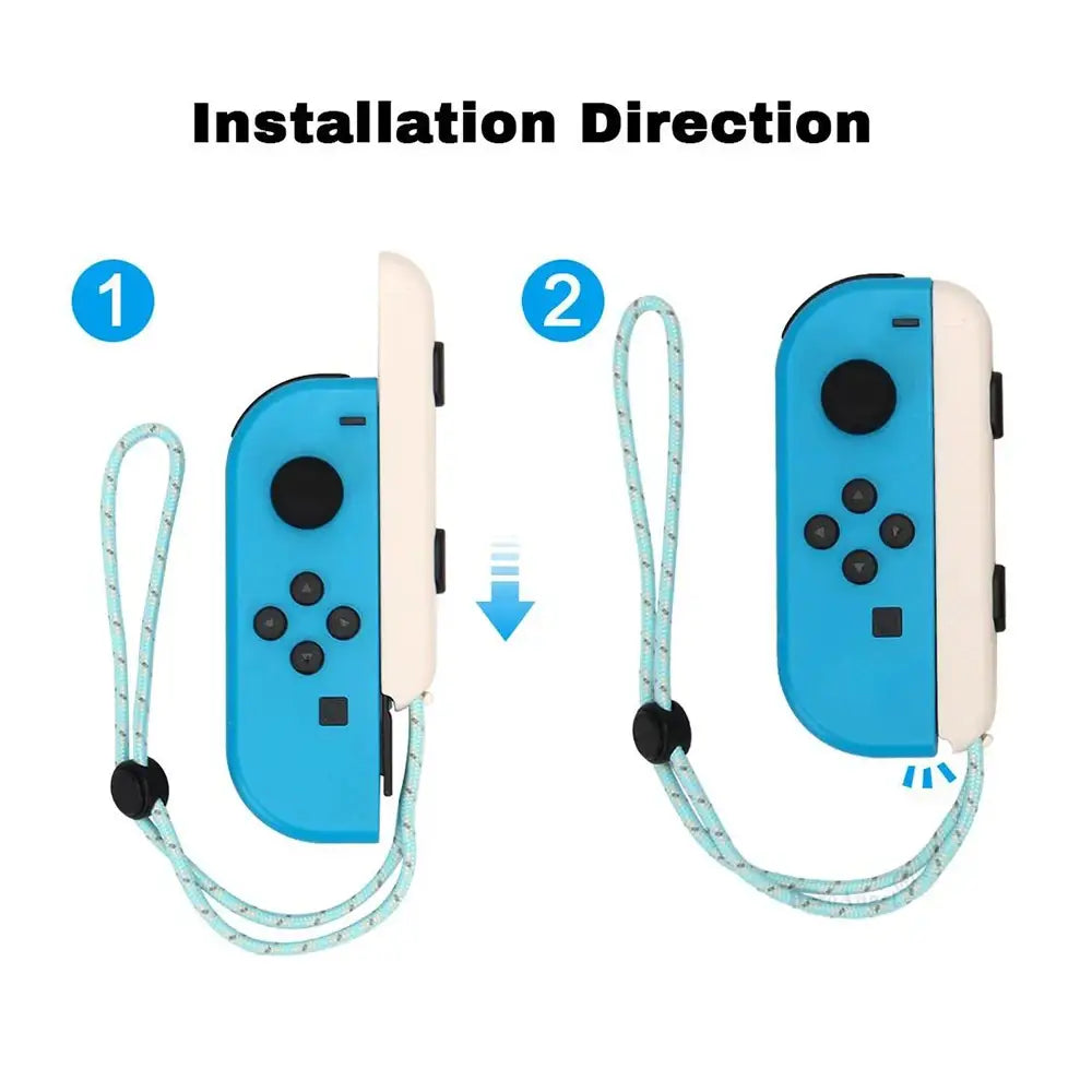 Empuñadura azul y blanca para Nintendo Switch Joy-Con con correa para la muñeca tipo cuerda con estampado azul claro, par de reemplazo para un juego seguro.