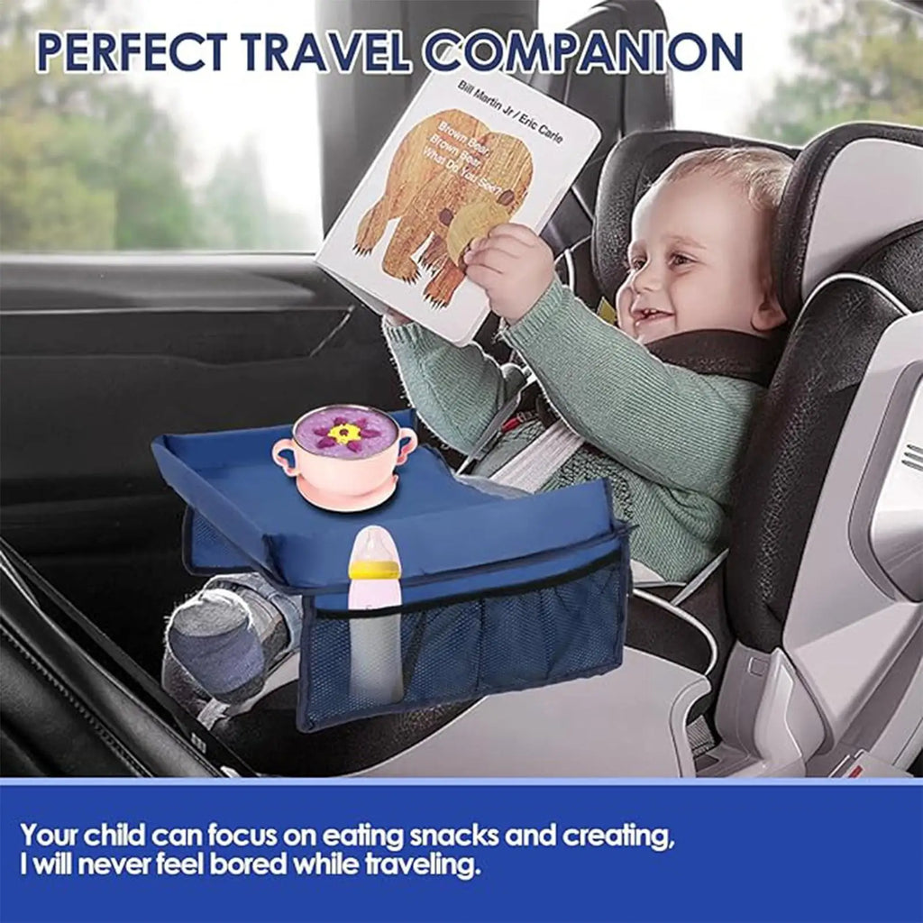 Travel Tray for Kids Toddler Car Seat Lap Tray Carseat Table Carseat Table with Adjustable Straps Lap Desk Organizer