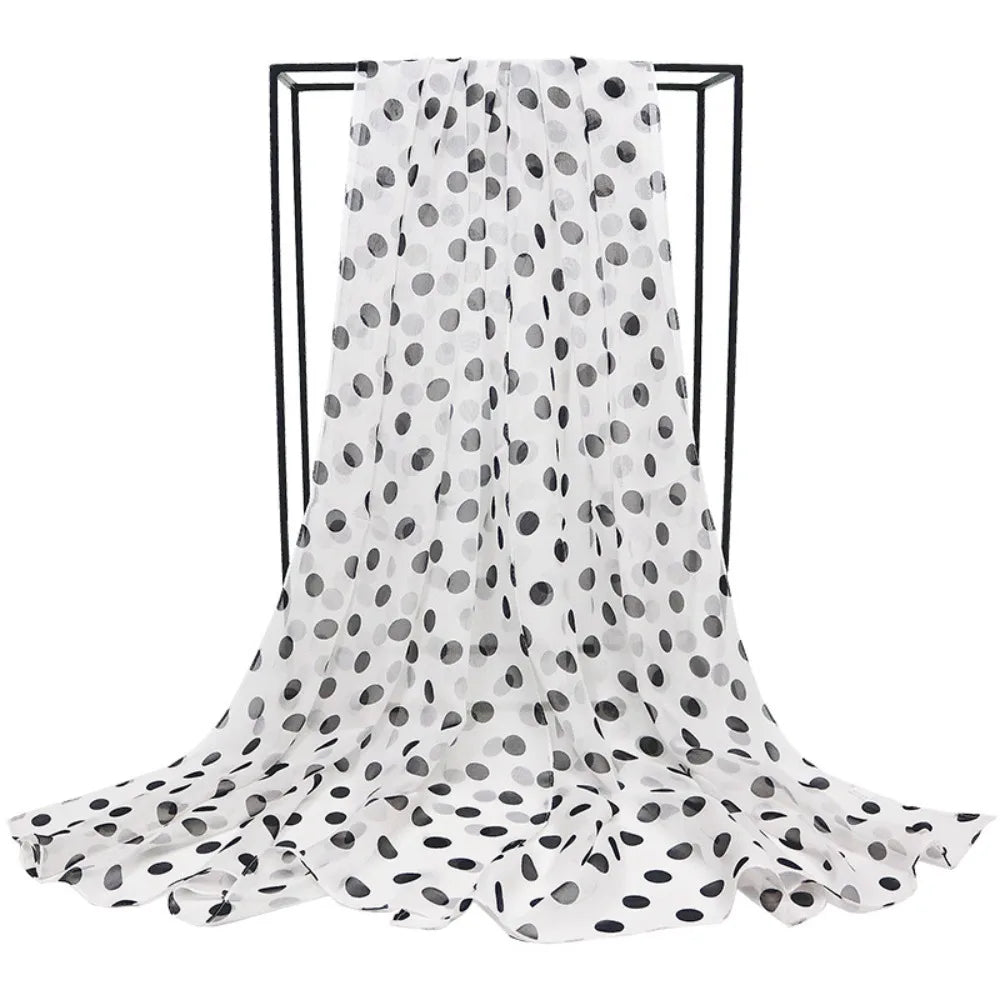 Shawl Soft Head Wraps Headband Neckerchief Hijab Scarf Polka Dot Scarf Ladies Women's Scarves Shawl Silk Scarf