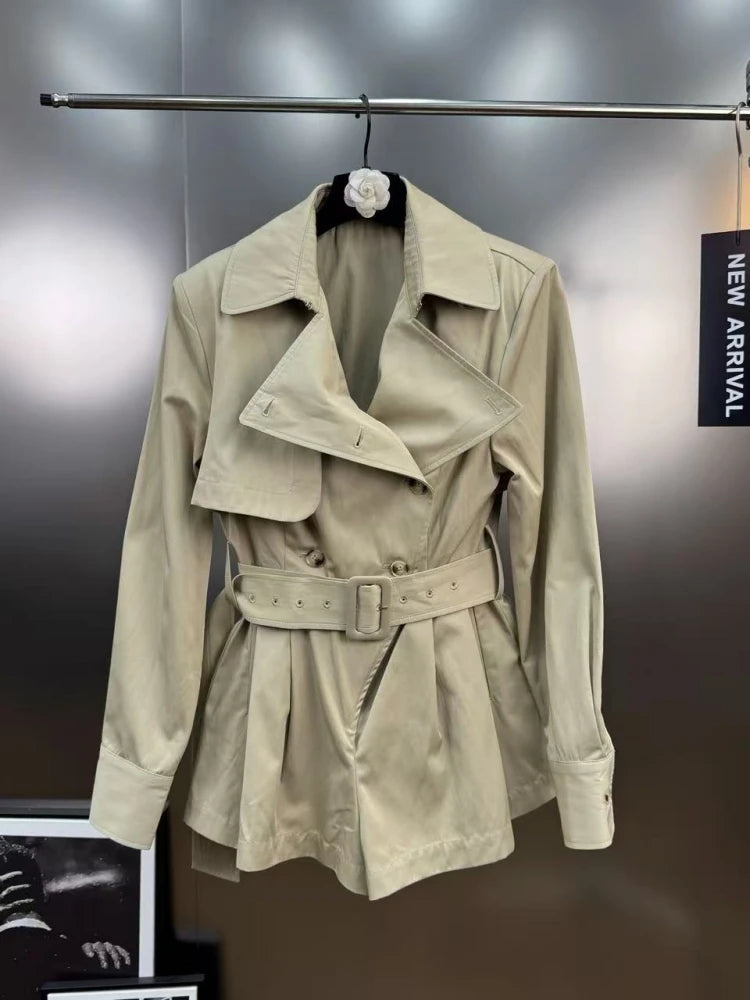 Winter Sexy Lapel Neck Long Sleeve Jacket Jumpsuit With Belt Women Double-breasted Jumpsuit Shorts Elegant Evening Party Runway