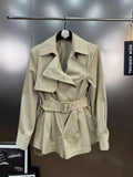 Winter Sexy Lapel Neck Long Sleeve Jacket Jumpsuit With Belt Women Double-breasted Jumpsuit Shorts Elegant Evening Party Runway
