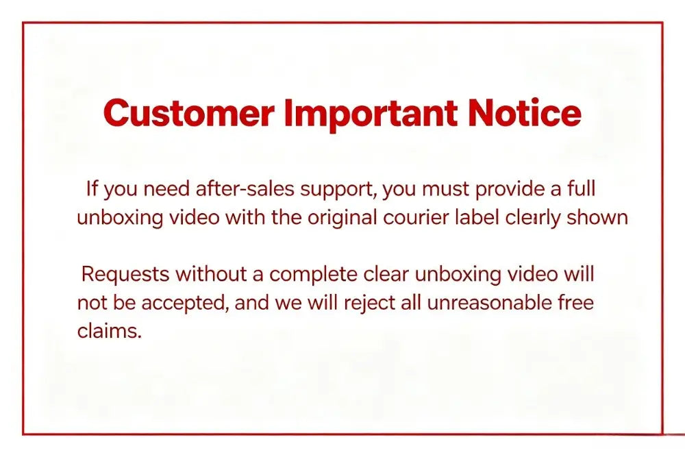 red customer important notice text on white background associated with fabric drawer organizer storage box for underwear and socks.