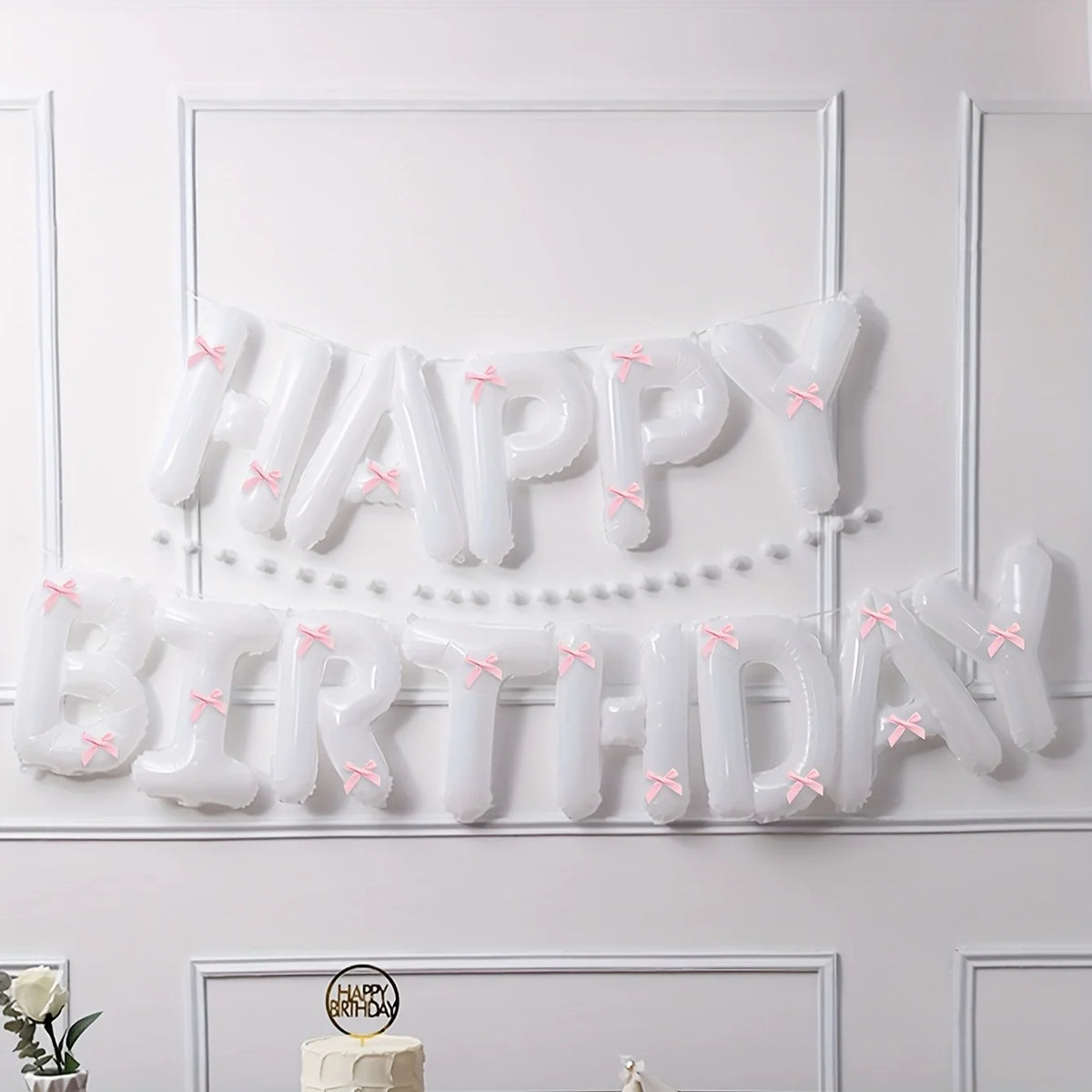 1Set Black White Happy Birthday Pink Bow Balloon Set Birthday Party Decoration Baby Shower Globos Gift Supplies Letter