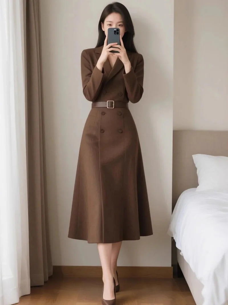 Women's Office Professional Suit Dress Spring Autumn Fashion Elegant Dress Business Work Commute Wear J055