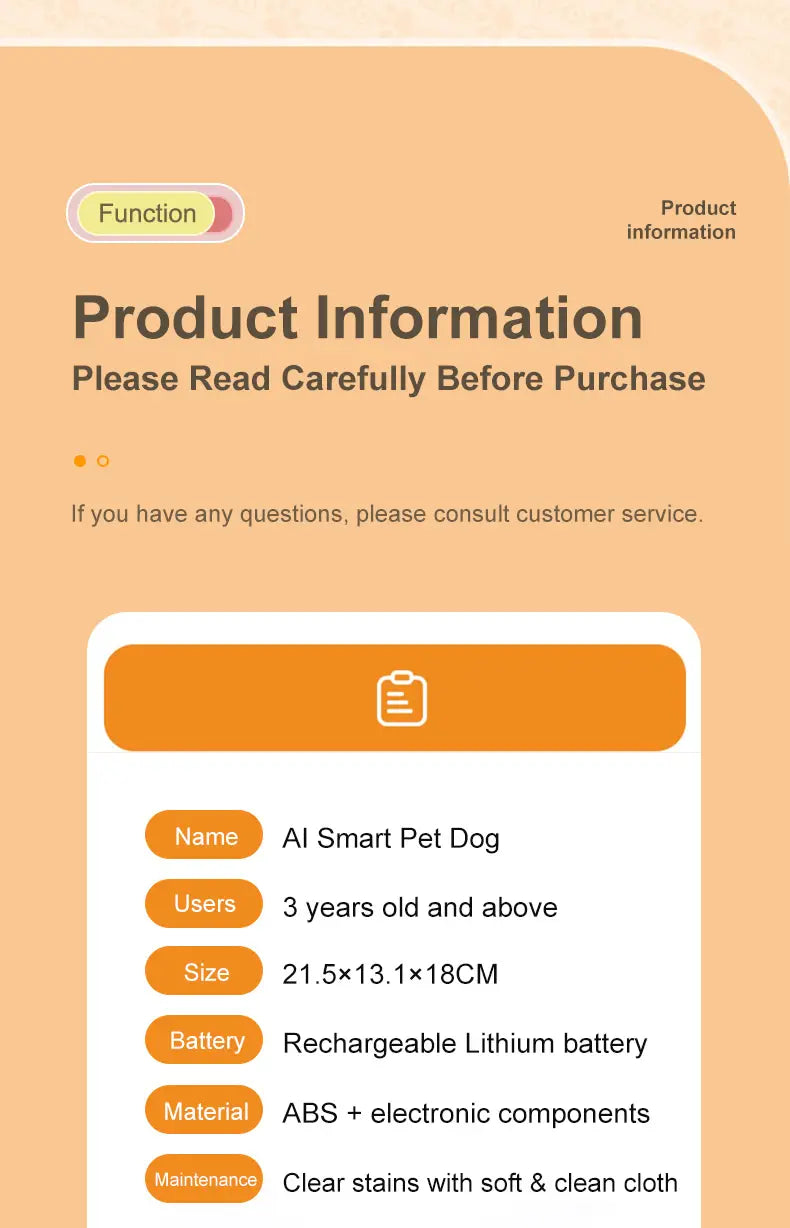 Rc robot dog interactive smart electronic stunt pet made of abs plastic with a rechargeable lithium battery shown from the back side.