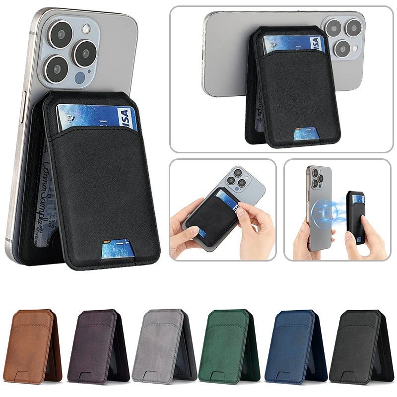 Luxury For Magsafe Magnetic Leather Wallet Holder Case For iPhone 16 15 14 13 12 Pro Max Card Holder Phone Bag Cover Accessories