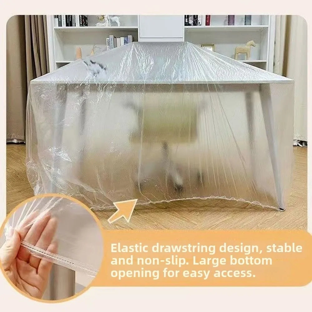 3Pcs Transparent Disposable Bed Dust Cover Waterproof Thick Plastic Furniture Protection Elastic Edges Full Wrap