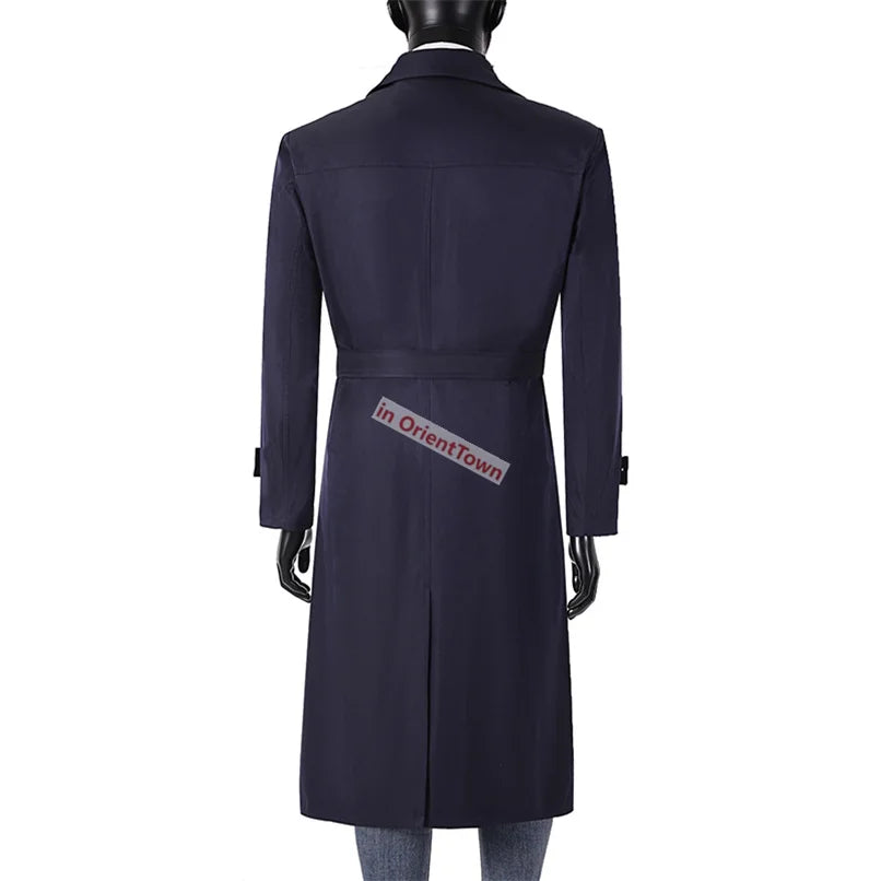 Extra Long Trench Coat for Weight 150 Kg Men British Trendy Loose Fit Man Clothing Long Jacket Double Breasted Overcoat in014