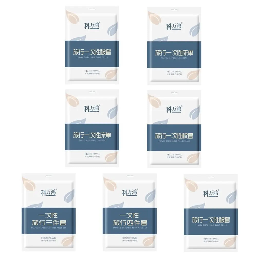 3 / 4-Piece Disposable Bed Sheet Non-Woven Bedding Set Sleeping Bag Quilt Cover Thickened Dirty Proof Duvet Cover Pillowcase