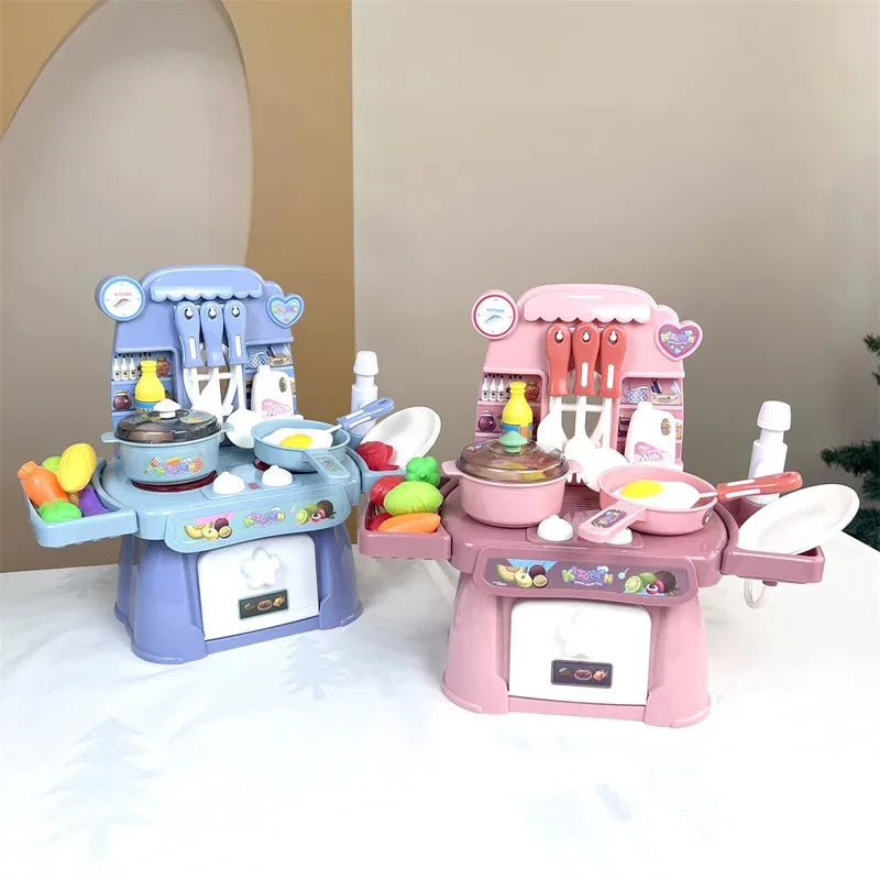 Simulated Kitchen Play Set with Lights & Sounds, Realistic Cooking Game Toy for Kids, Interactive Educational Playset for Toddle