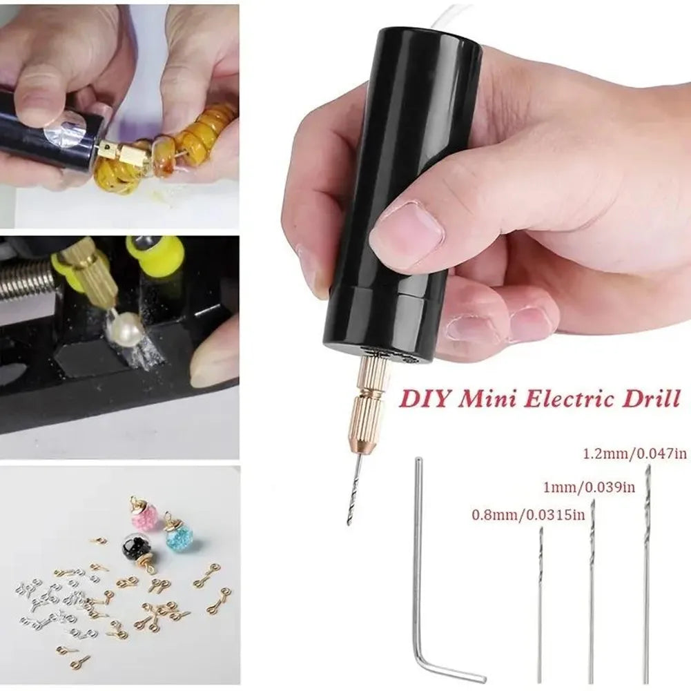 Handheld Mini Electric Drill, DIY, USB Electric Drill Tools for Epoxy Resin Jewelry Making, Wood Craft, Engraving Pen Tool