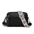 Genuine Leather Women Quilted Shoulder Bag Guitar Strap Zipper Sling Bag Casual Mobile Phone Pouch Handbag Purse Travel Work Bag