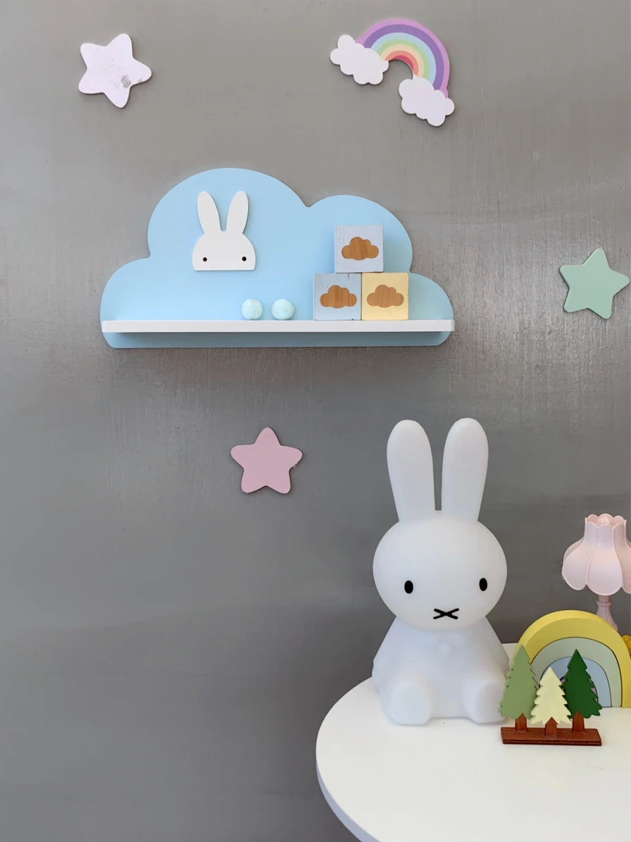 Cloud Wall Hanging Kids Bookshelf Child Room Toy Storage Display Stand Hanging Rack Wood Shelf Study Living Room Wall Decoration