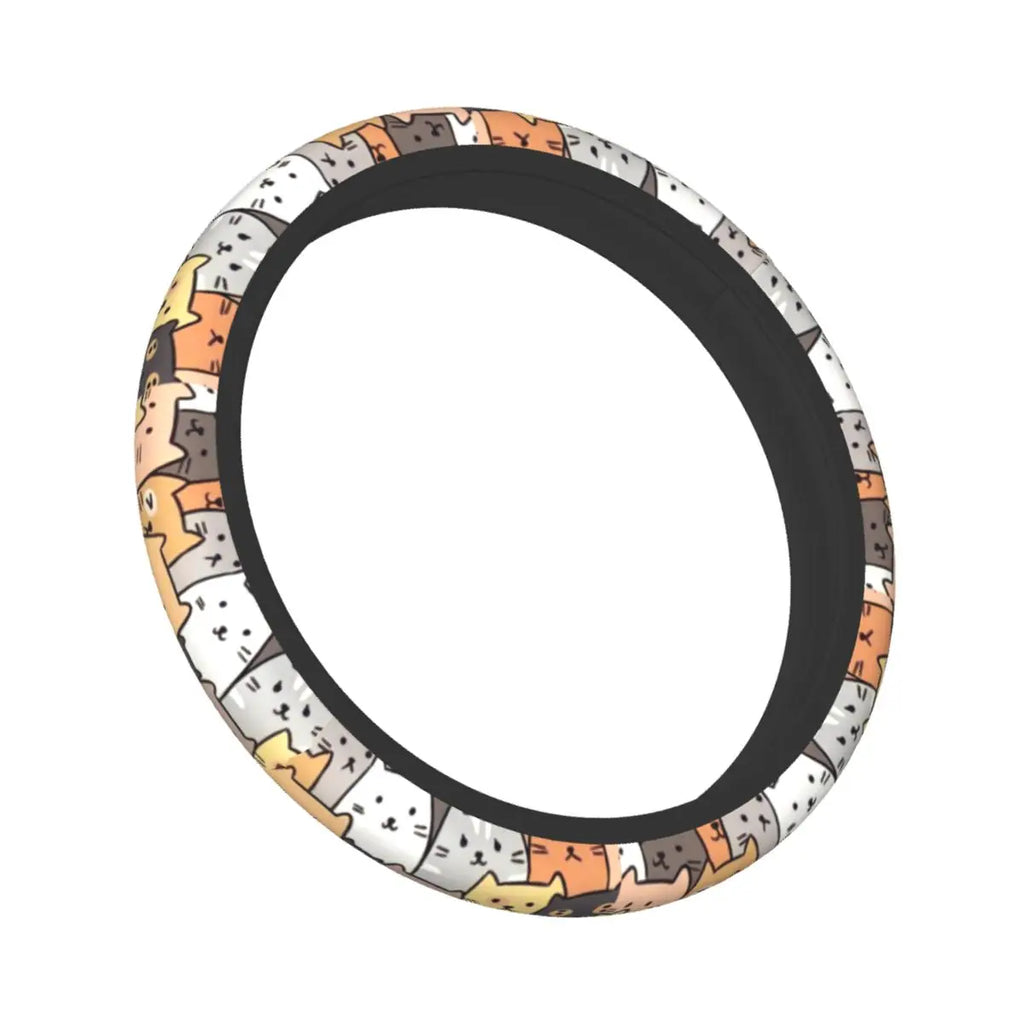 Funny Cats Car Steering Wheel Cover 38cm Animal Cat Steering Wheel Protective Cover Car-styling Steering-Wheel Accessories