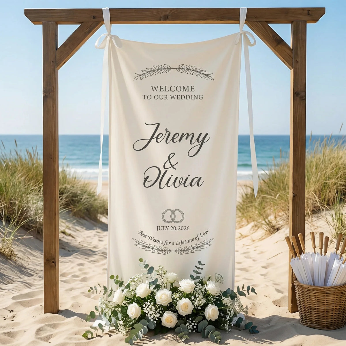 Custom Fabric Wedding Welcome Sign Personalized Welcome Banners for Wedding Engagement Bridal Shower Party Outdoor Decor