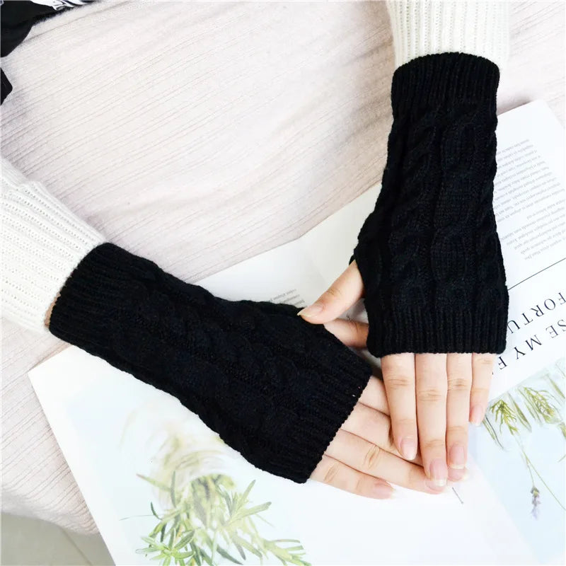 NEW Women Hand Warmer Winter Gloves Fashion Knitting Faux Wool Mitten Warm Fingerless Glove Gants Femme women gloves