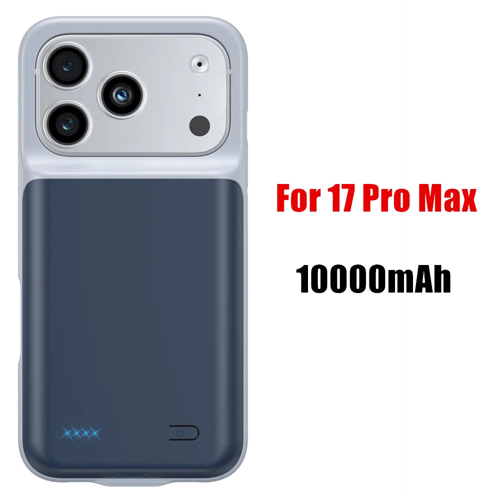 10000mAh Powerbank Cover For iPhone 17 16 Pro Max 17Air 16 Plus 16e External Battery Cases Portable Charger Power Bank Case