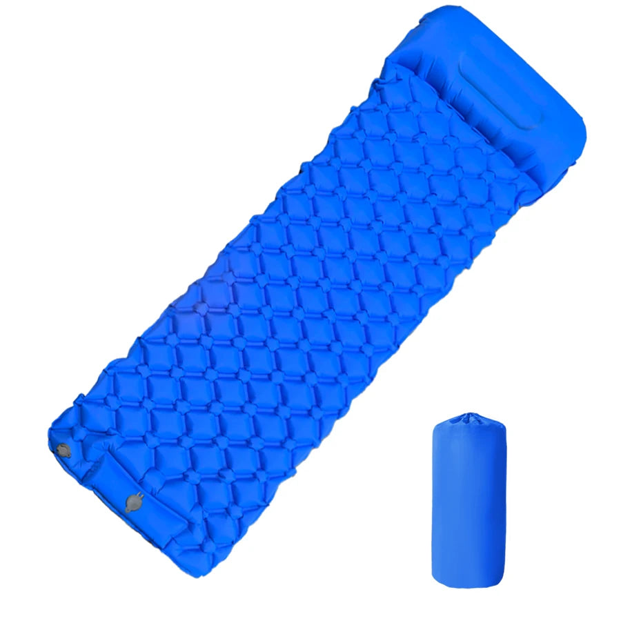Outdoor Camping Inflatable Mattress Sleeping Pad With Pillows Ultralight Air Mat Built In Inflator Pump Hiking