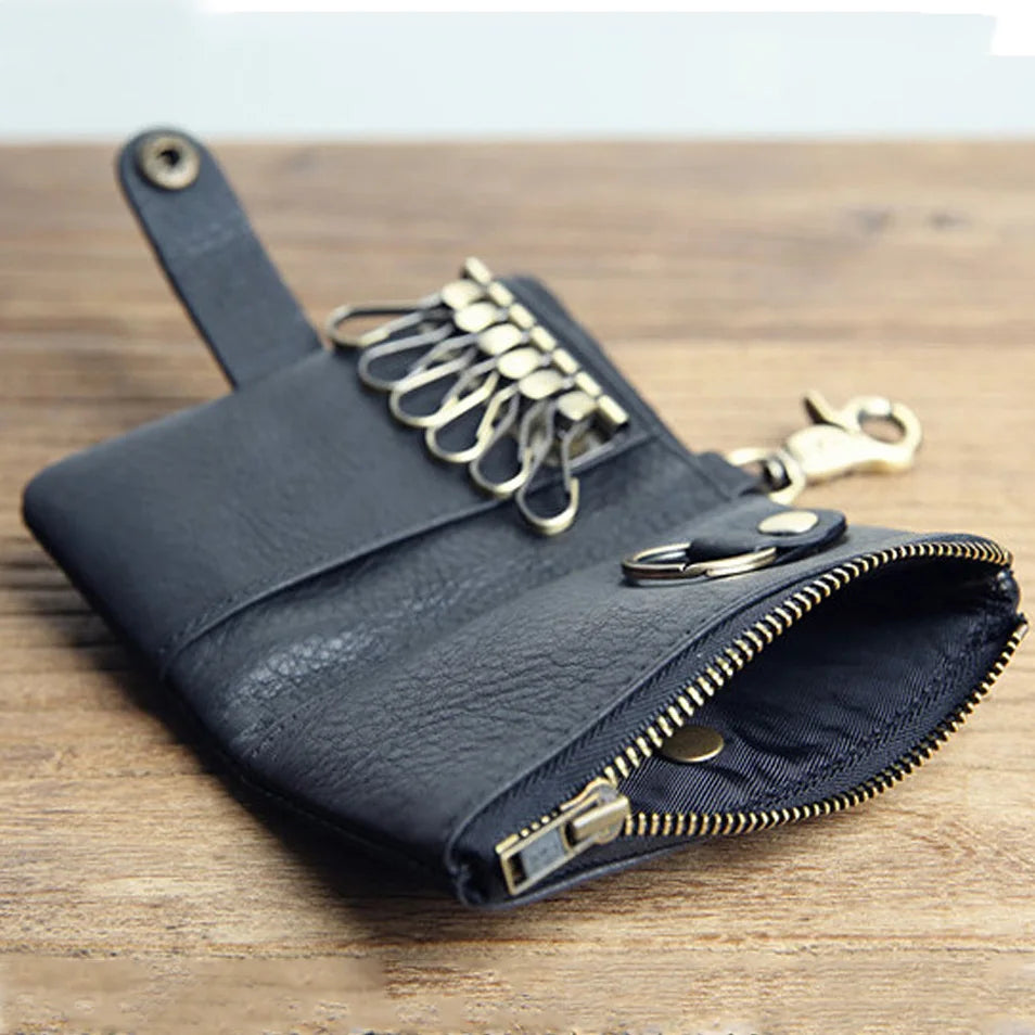 Genuine Leather Key Chain Wallet with Key Ring Cow Leather Wallet with  Key Holder Men Wallet Key Chain