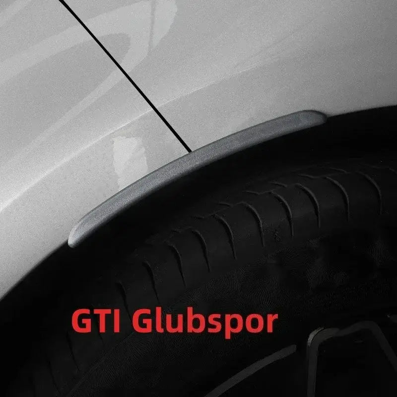 graue Kunststoffausführung für Golf 8 Kotflügelverbreiterungen, Schmutzschutzblechen und Zierleisten am Radlauf mit glattem, gebogenem Design