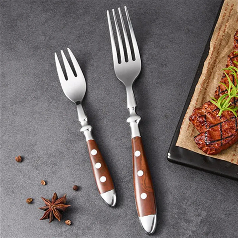 Stainless Steel Tableware Set, a 6-Piece Set Including Knife, Fork and Spoon, Kitchen Knives and Tableware for Dining Room