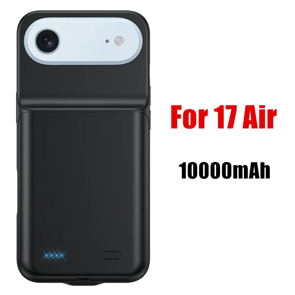 10000mAh Powerbank Cover For iPhone 17 16 Pro Max 17Air 16 Plus 16e External Battery Cases Portable Charger Power Bank Case