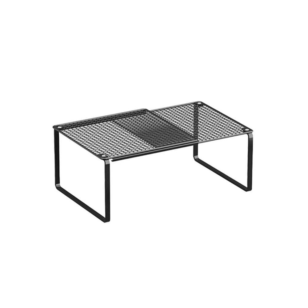 support de rangement en métal treillis en acier au carbone noir, au design minimaliste et élégant pour organiser une étagère de placard extensible