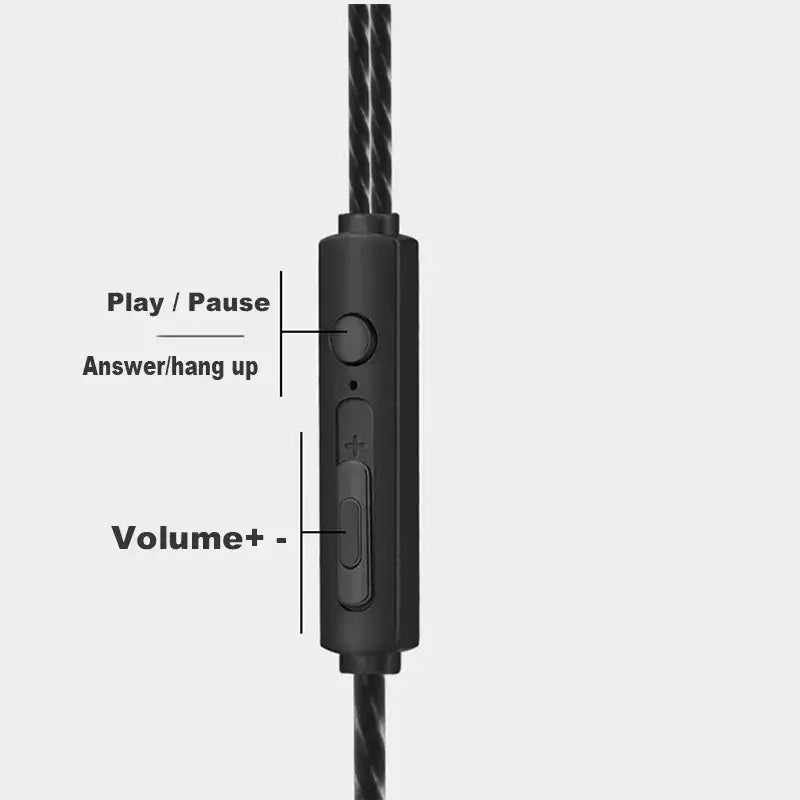 Module de commande en ligne noir en plastique avec câble tressé texturé pour le casque de jeu filaire intra-auriculaire Vikefon avec microphone.