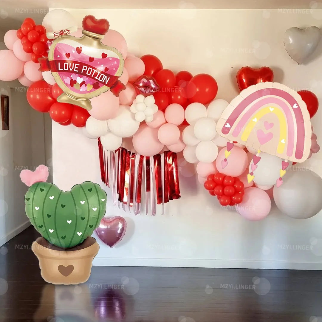 Valentine's Day Balloon Love Cactus Love Rainbow Aluminum Film Balloon Valentine's Day Wedding Birthday Balloon Decoration