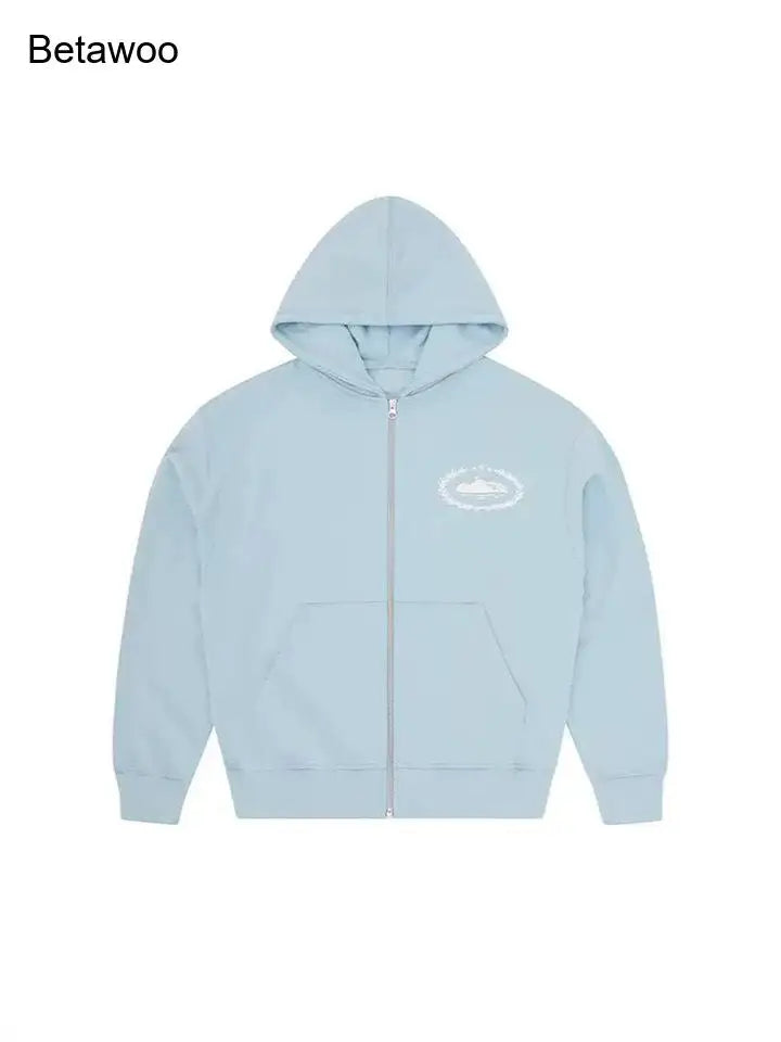 Men's Casual Zip Up Hoodie Solid Color Fleece Jacket with Pockets Full Zip Sweatshirt Outerwear
