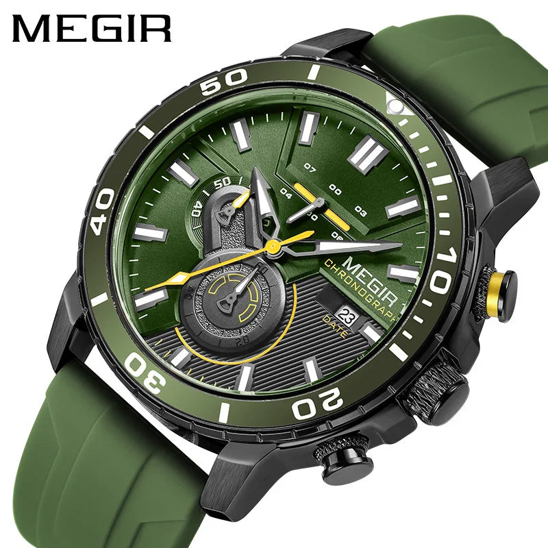 MEGIR Men Wristwatch Fashion Casual Quartz Date Watches Luxury Male Clock Chronograph Multifunctional 30M Waterproof Sport