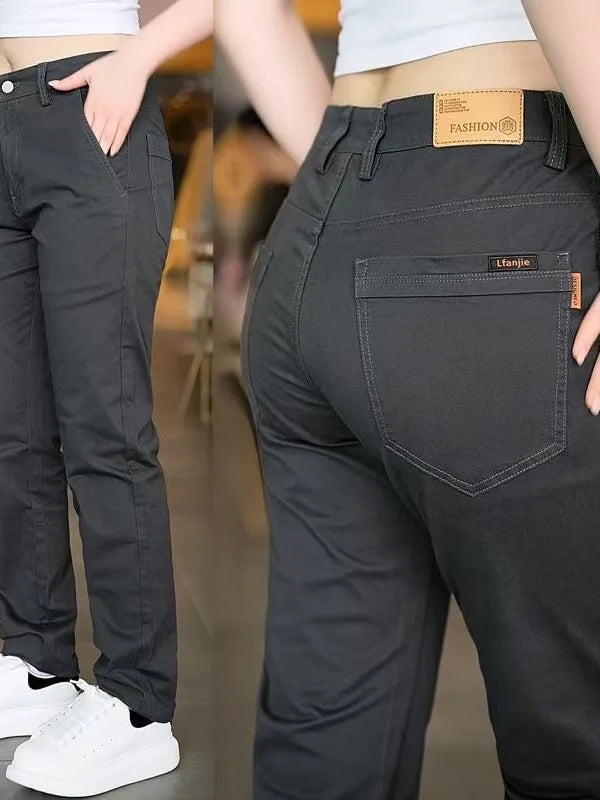 Men's Cotton Casual Pants Straight Leg Fashionable All-Match Long Trousers Durable Clean-Keeping Pure Cotton Slim Fit Workwear