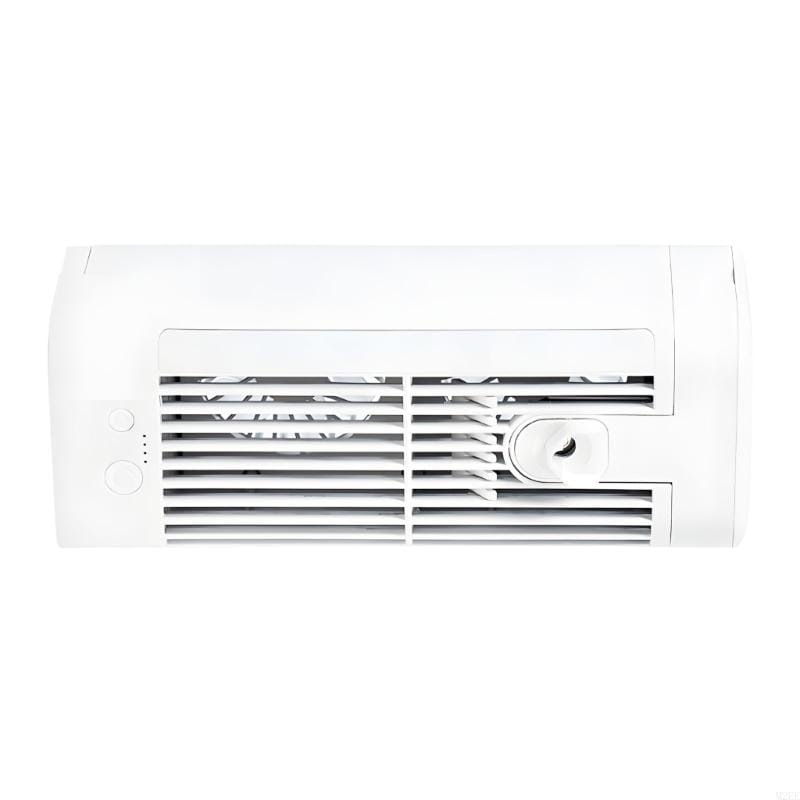 White rectangular smart home portable humidifier with horizontal slats and a circular control knob featuring usb c charging connection.