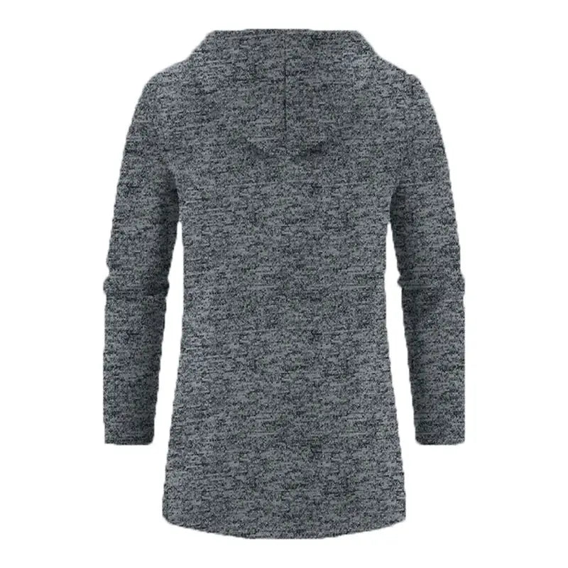 Sudadera con cremallera extragrande para hombre en tejido jaspeado gris con mangas largas, ajuste relajado y puños acanalados.