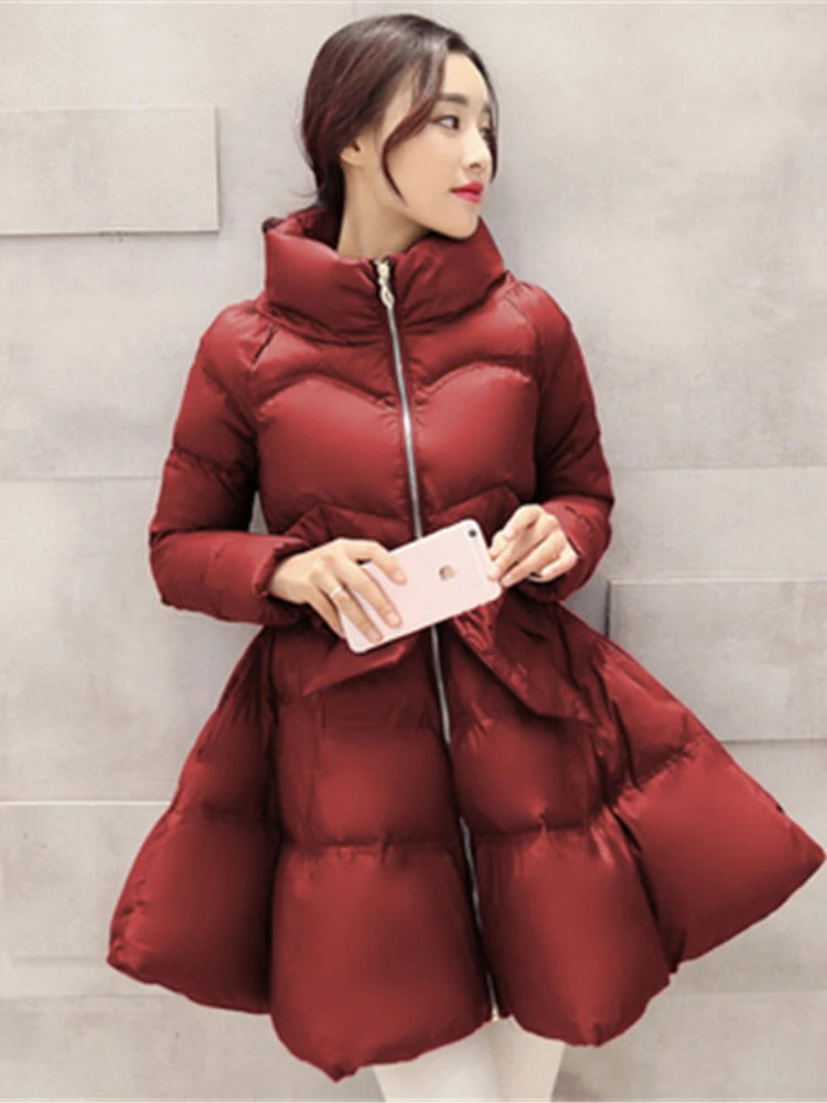 2026 New Fashion Winter Coats Women Warm Outerwea Cotton Padded Jackets Womens Clothing Belt Zipper Parkas Femme A-word Jacket