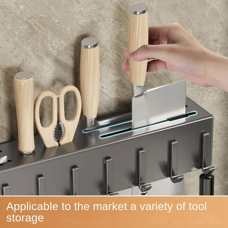 Tool-free Kitchen Shelf, Kitchen Accessories, Multifunctional Wall-mounted Chopstick Holder, Storage for Knives and Tools