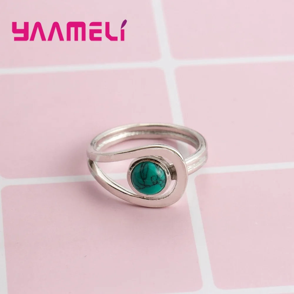 Top Quality 925 Sterling Silver Rings For Women Circle Fashion Jewelry Wholesale Pretty Party Beautiful Gift Opal Paved