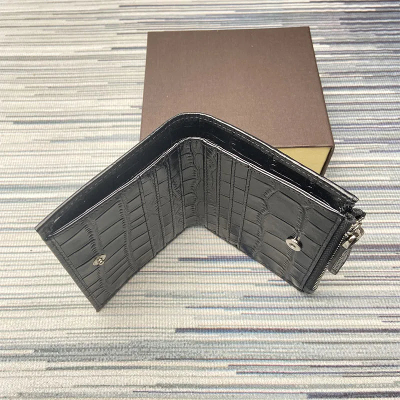 Genuine Leather Wallet For Men Top quality luxury Zipper Coin Bag Card Holder Women Purses Real Crocodile Leather Unisex Wallet