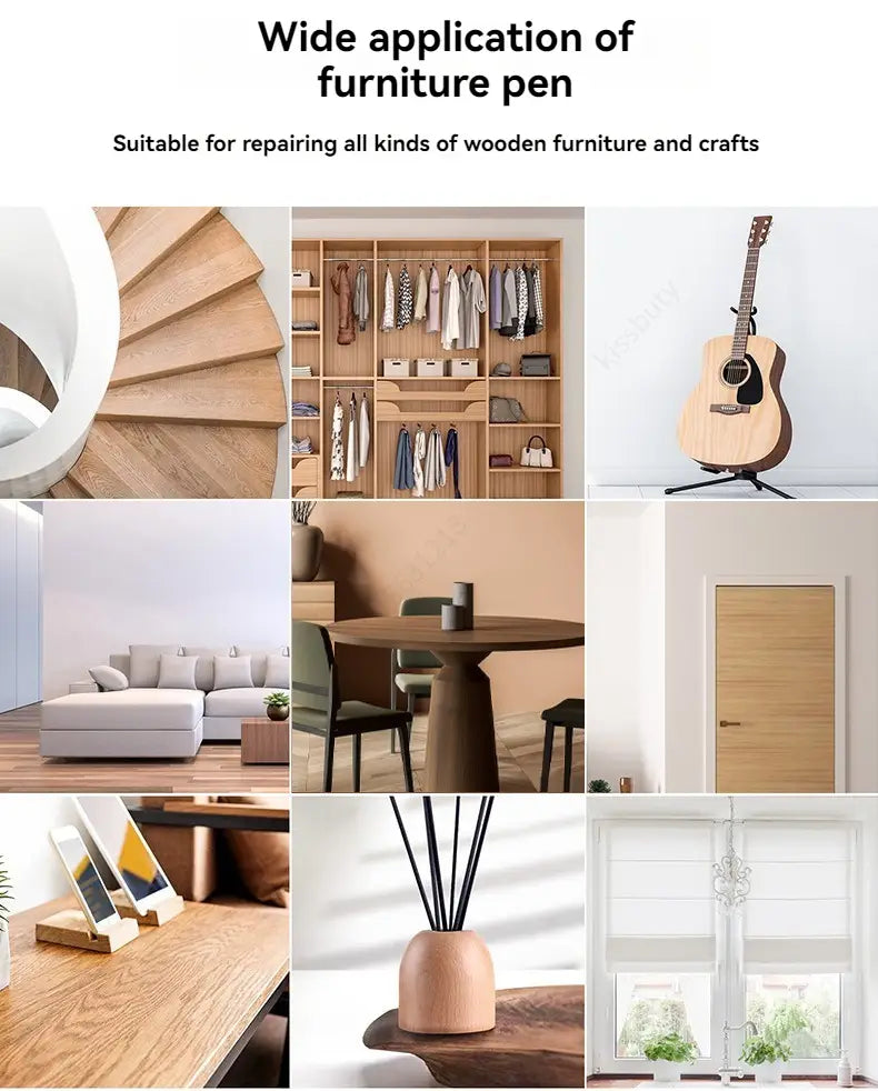 L’ensemble de marqueurs de réparation pour meubles en bois comprend un stylo élégant à pointe fine, conçu pour une élimination précise des rayures et la réalisation d’ouvrages en bois.